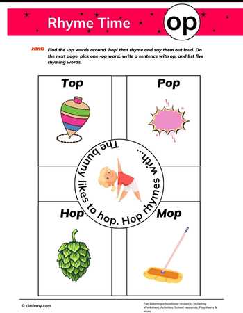 Rhyme Match With- Op Words