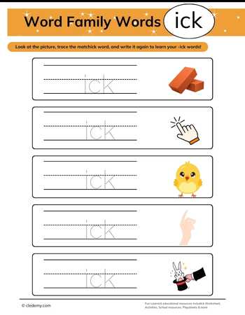 Trace, Write, and Learn -Ick Words