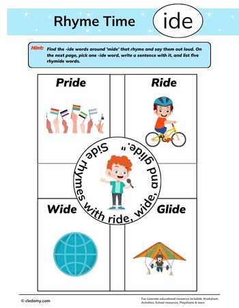 Rhyme Match with -Ide Words