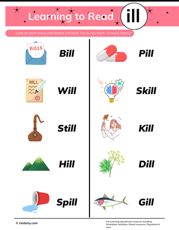Learning to Read -ill Words
