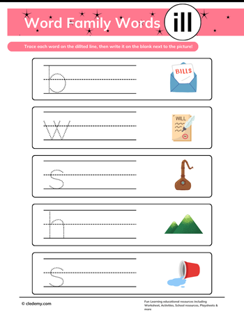 ill Words Family – Trace and Write