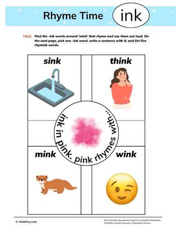 Rhyme Match With- Ink Words