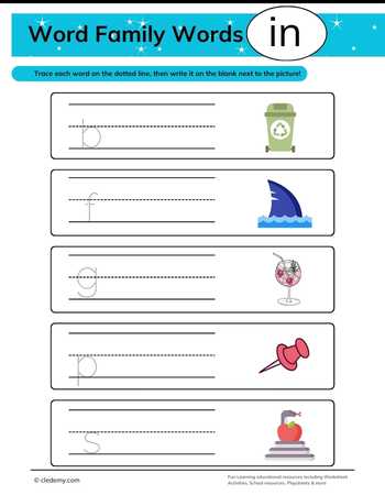 In Words Family – Trace and Write