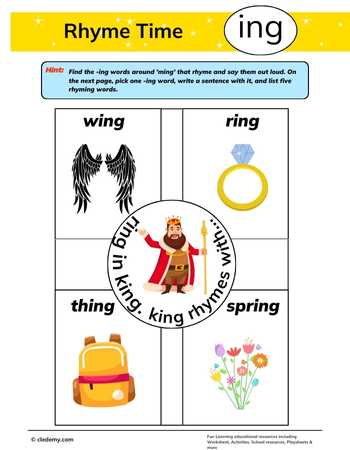 Rhyme Match With- Ing Words