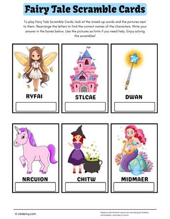 Fairy Tale Scramble Cards