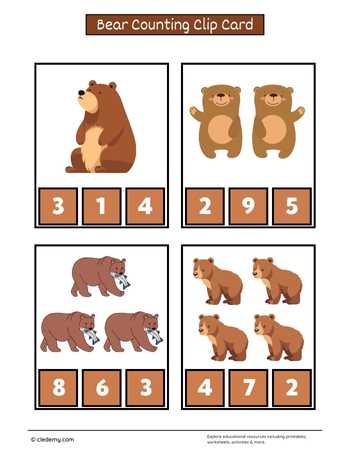 Bear Counting Clip Card