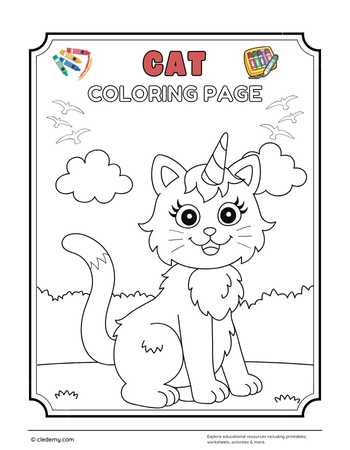 Unicorn Cat - Coloring Page