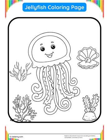 Jellyfish Under the Sea Coloring Page