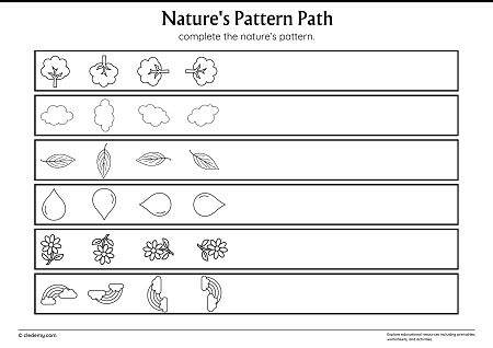Nature's Path Pattern Worksheets | Cledemy.com