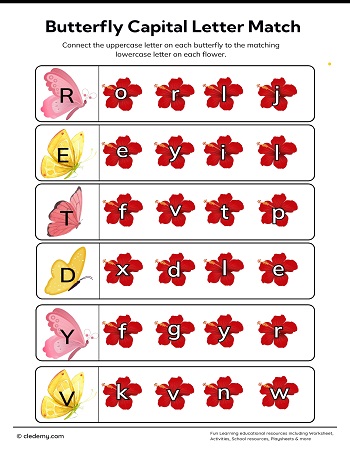Butterfly Themed Capital Letter Matching