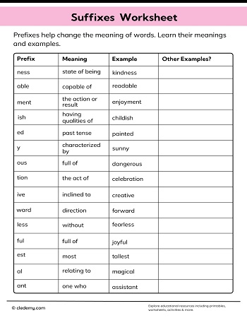 Write-Suffixes Words