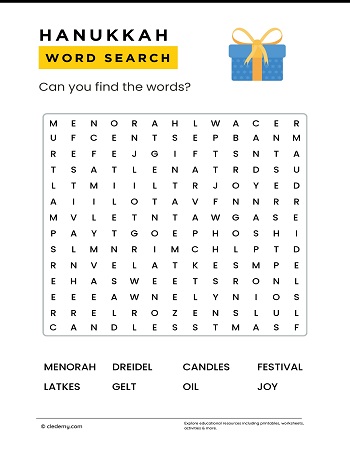 Hanukkah Word Search