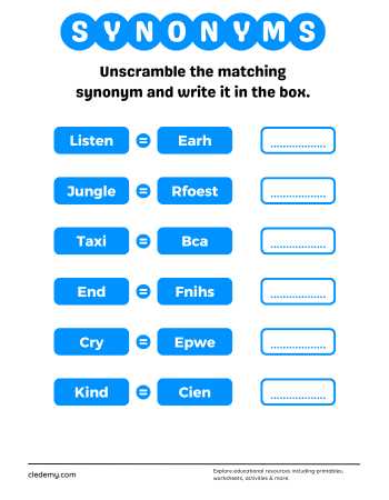 Unscramble the Synonyms