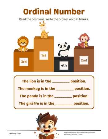 Read and Write: Ordinal Numbers