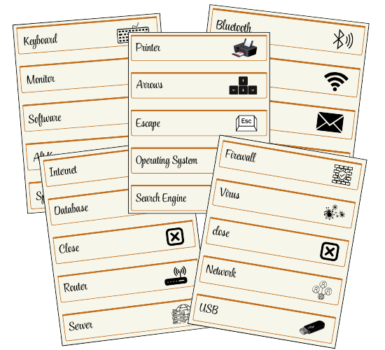 ICT Topic Word Cards - Cursive version