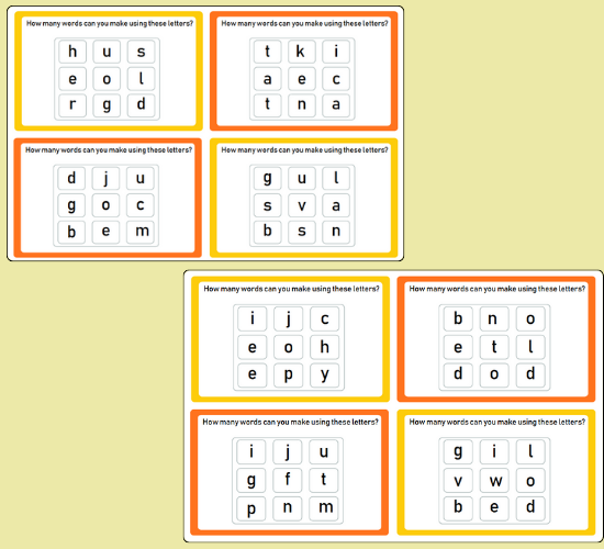 Find a Word Challenge Cards
