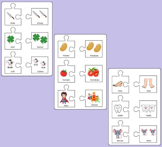 Irregular Plurals Jigsaws