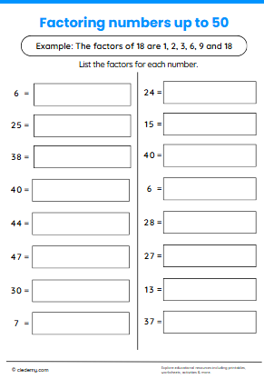 Factoring Numbers up To 50