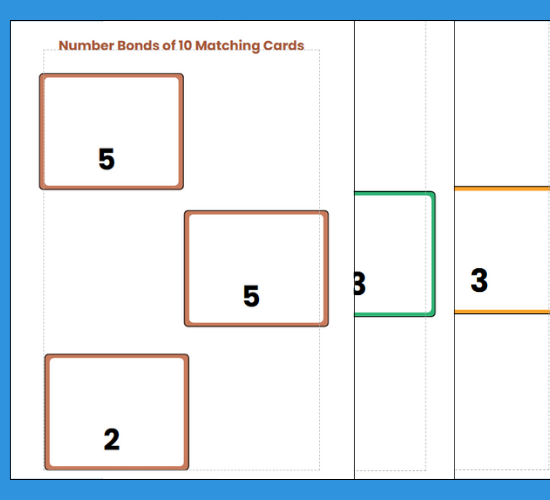 Number Bonds of 10 Matching Cards (Objects)