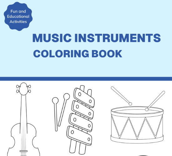 Musical Instruments Coloring Book