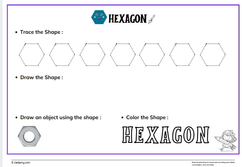 Trace and Draw 2D or 3D Shape-Hexagon
