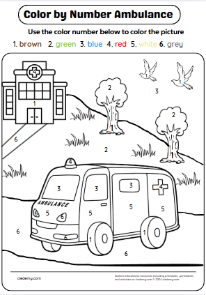 Color the Ambulance with Numbers