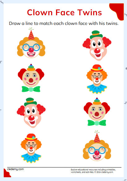 Clown Face Twins: Matching Activity