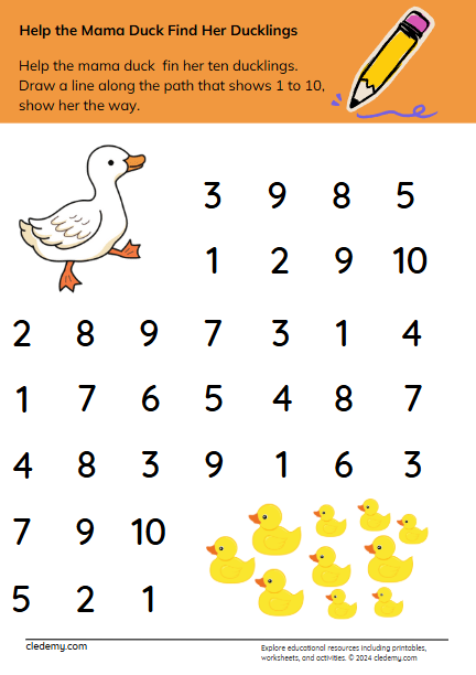 1-10 Path: Help Mama Duck Find Her Babies