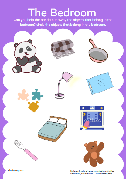 Bedroom Objects: Circle the Items