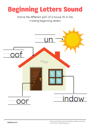 Beginning Letters Sound: House Words