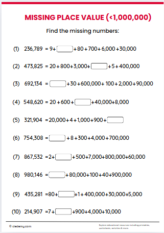 Place Value from 6-Digit Number