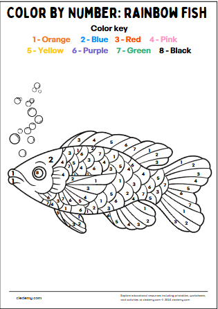 Color the Rainbow Fish by Number
