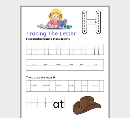 Uppercase Letter H Tracing Practice