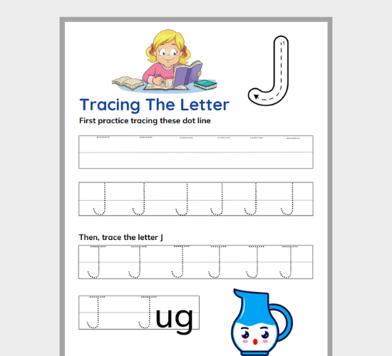 Uppercase Letter J Tracing Practice