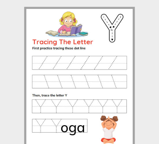 Uppercase Letter Y Tracing Practice