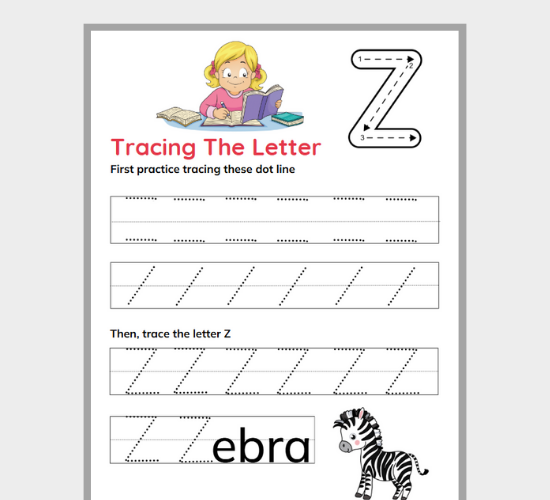 Uppercase Letter Z Tracing Practice