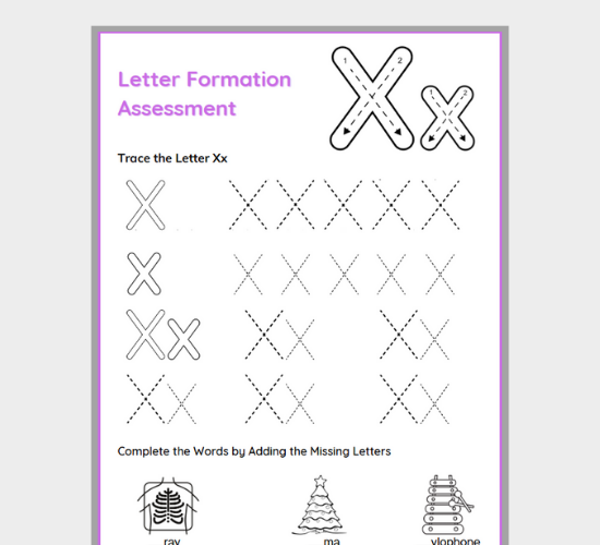 Letter X Formation Assessment