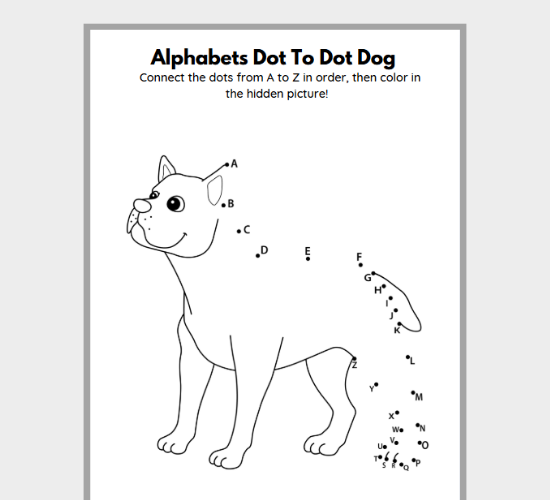 Alphabets Dot To Dot Dog