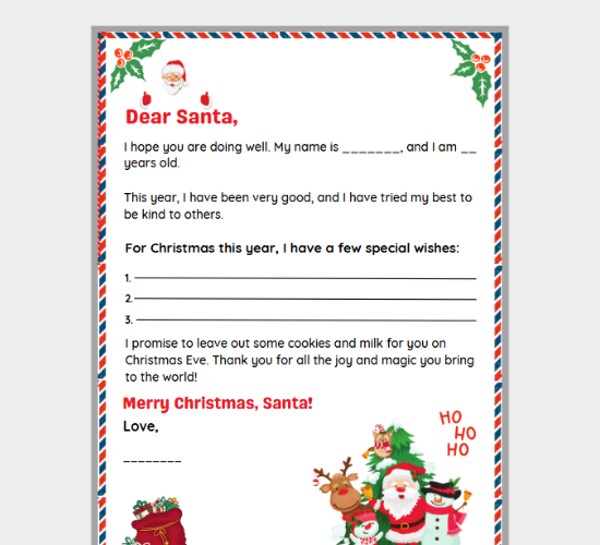 Letter to Santa Template