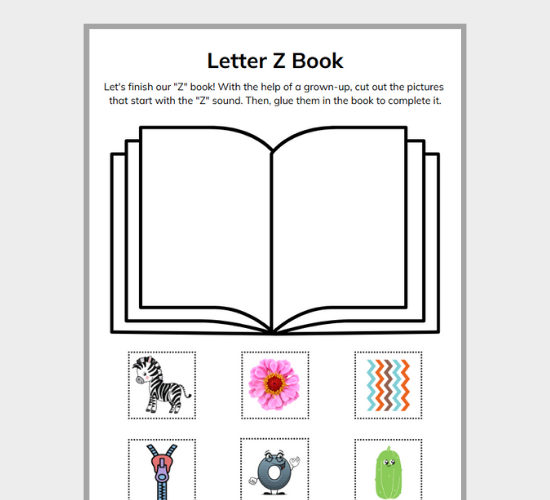 Letter Z Cut and Paste
