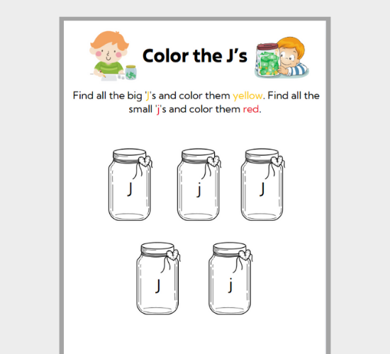 Letter J find and Color