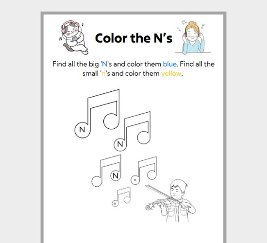 Letter N find and Color