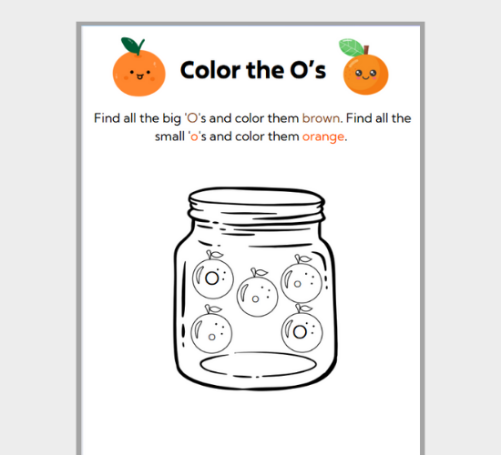 Letter O find and Color