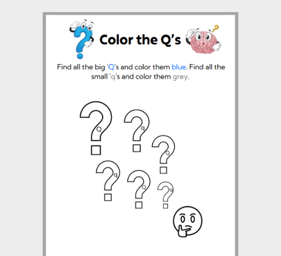 Letter Q find and Color