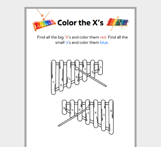 Letter X find and Color