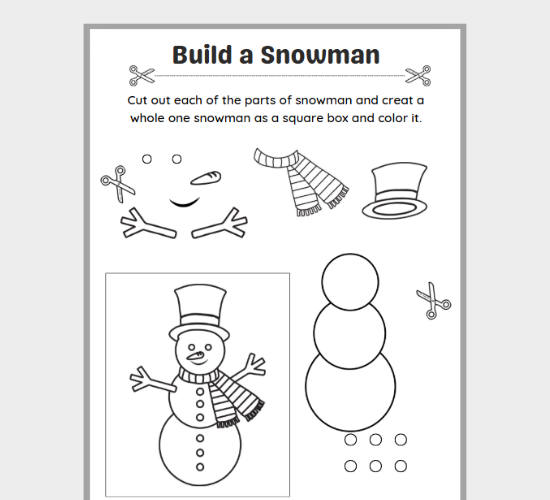 Snowman Craft: Cut, Build, and Color