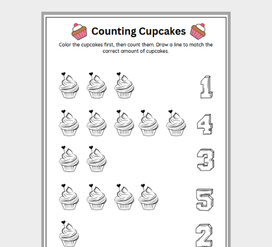 Cupcake Coloring and Counting Fun