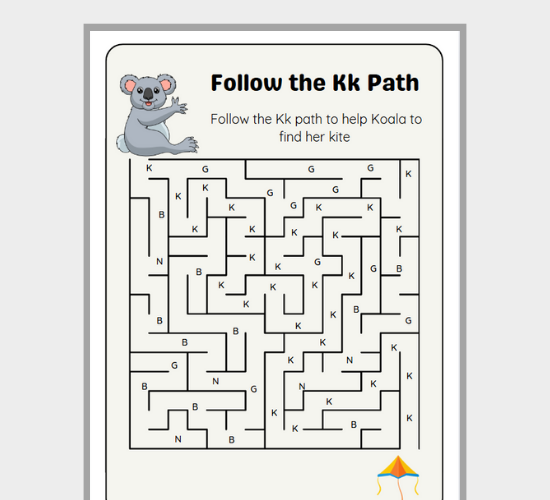 Tracing the Letter Kk Path