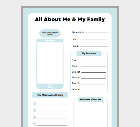 All About Me and My Family Edition
