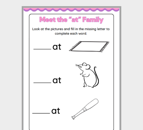 My "At" Word Family Book